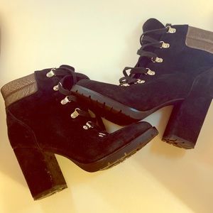Sam Edelman Black Suede Platform Boots